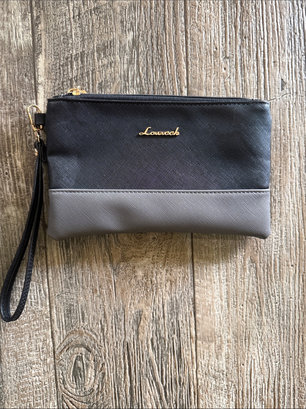 Louvruk Two-Tone Black & Gray Wristlet Clutch